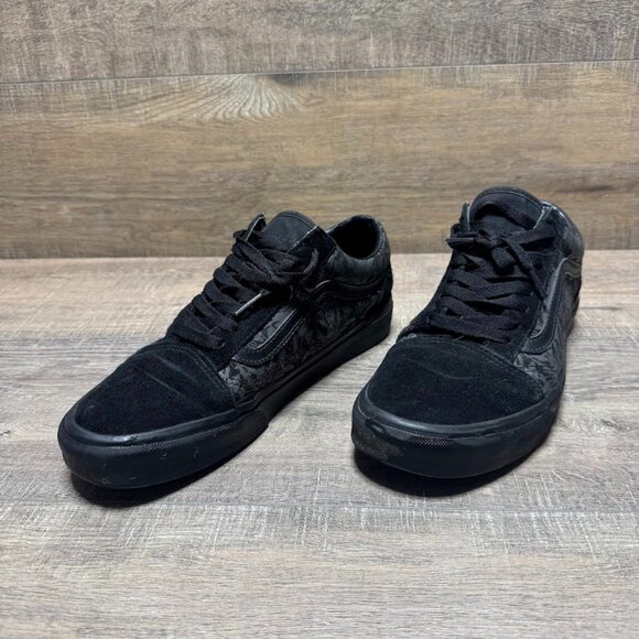 Vans Old Skool Tapestry Black Suede/Canvas Sneaker Women's Size 11 - Picture 1 of 7